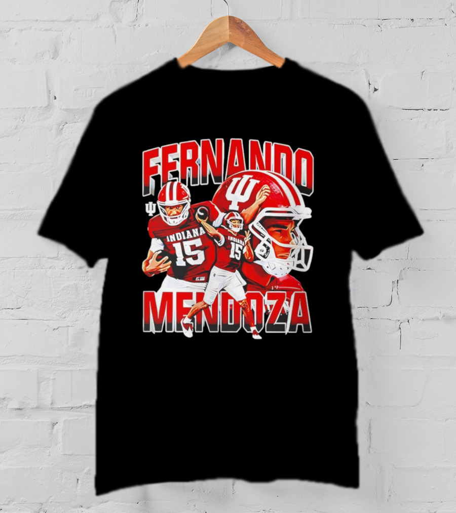 Indiana Football Fernando Mendoza Collage NCAA Player Number 15 T-Shirt