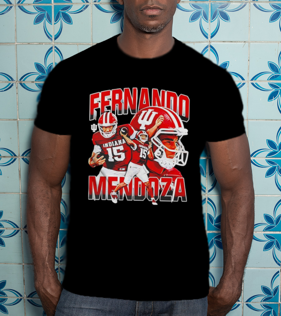 Indiana Football Fernando Mendoza Collage NCAA Player Number 15 T-Shirt