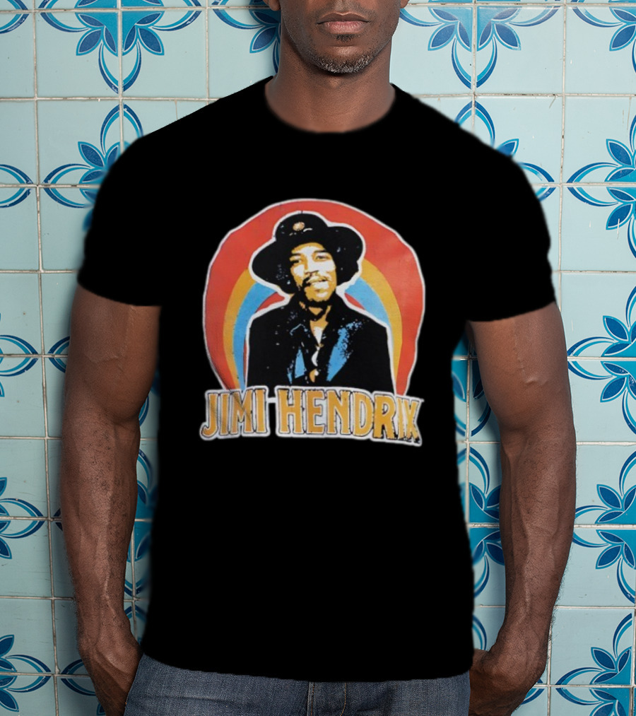 Jimi Hendrix Vintage Retro Rainbow Hat T-Shirt