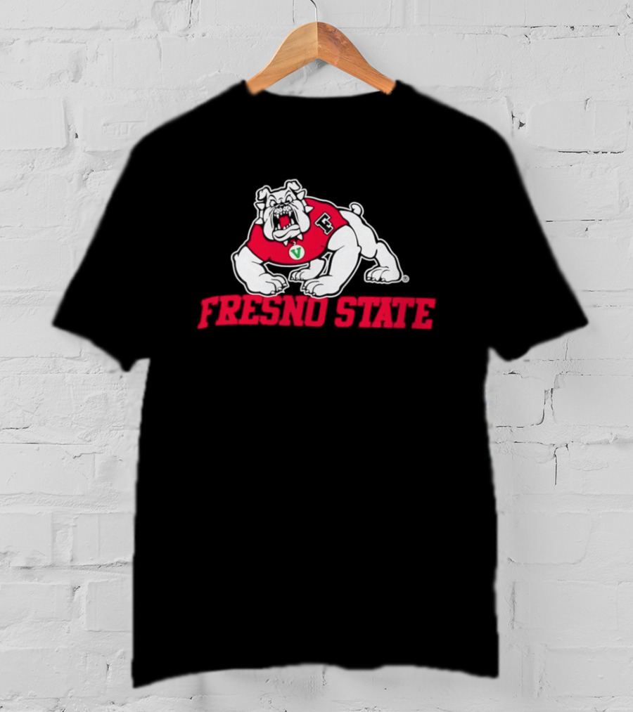 Fresno State Bulldogs Mascot Vivid Red Letterman Style T-Shirt