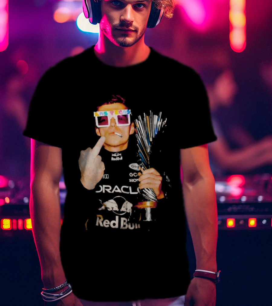 Max Verstappen Oracle Red Bull Pink Lego Sunglasses Middle Finger Las Vegas GP 2025 T-Shirt