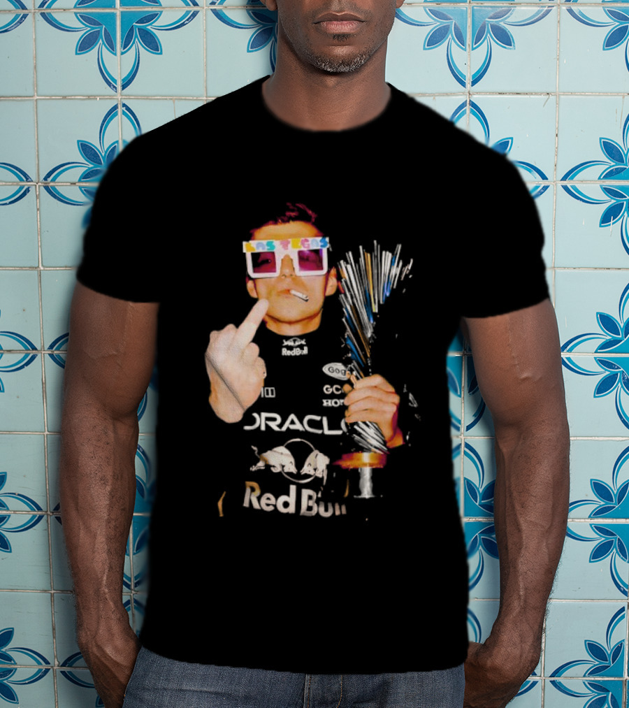 Max Verstappen Oracle Red Bull Pink Lego Sunglasses Middle Finger Las Vegas GP 2025 T-Shirt