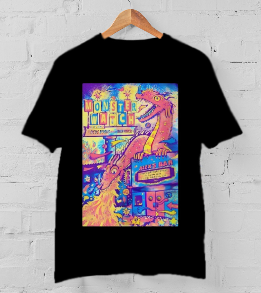 Monster Featuring Lucus Bogus And Sale Fuegos At Alex's Bar Long Beach CA Dec 21 2025 With Psychedelic Dragon Art T-Shirt