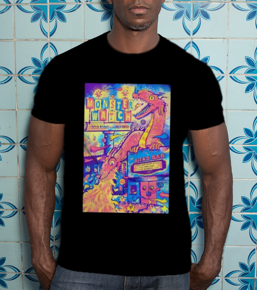 Monster Featuring Lucus Bogus And Sale Fuegos At Alex's Bar Long Beach CA Dec 21 2025 With Psychedelic Dragon Art T-Shirt