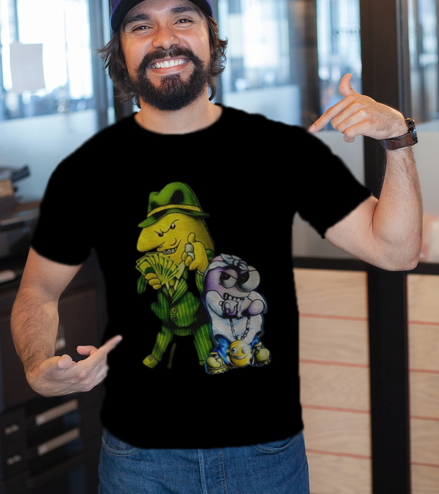 Pim And Charlie Cartoon Money And Chains Gangster Style T-Shirt