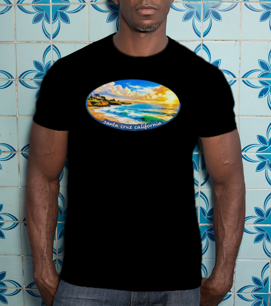 Ocean Coastal Scene Santa Cruz California Sunset T-Shirt