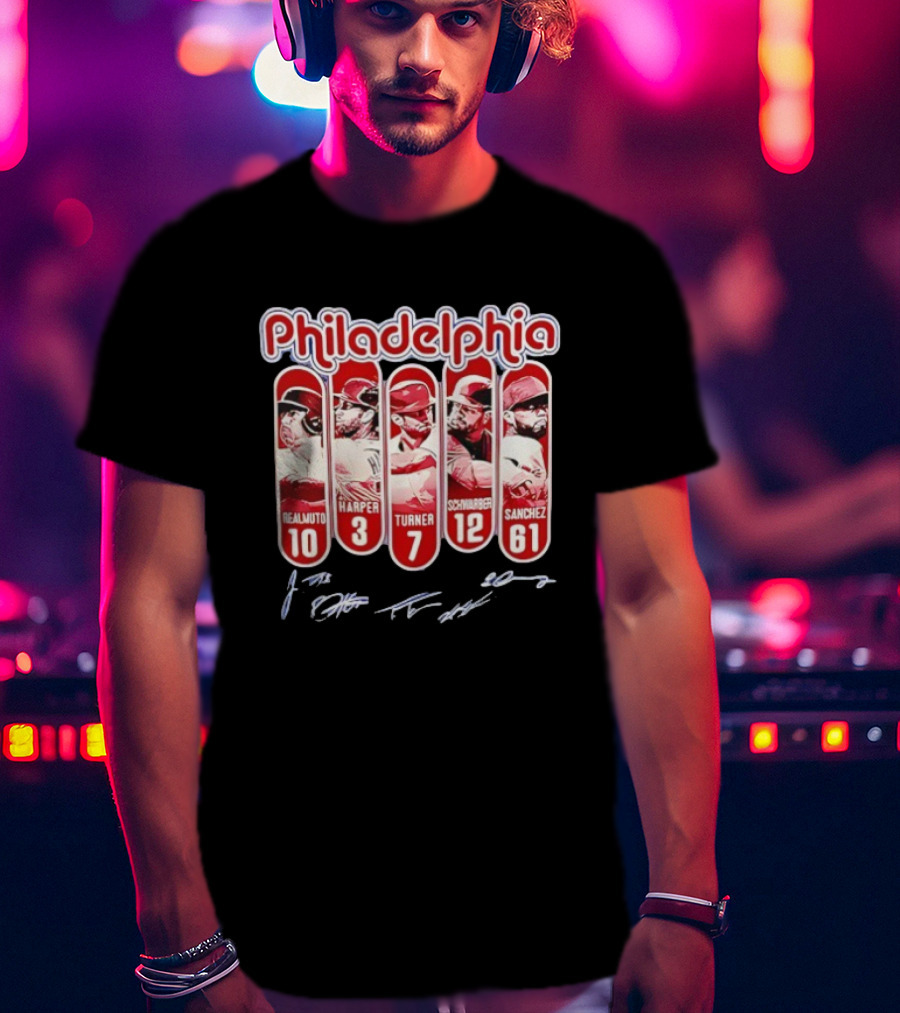 Philadelphia Phillies Realmuto Harper Turner Schwarber Sanchez Signatures T-Shirt