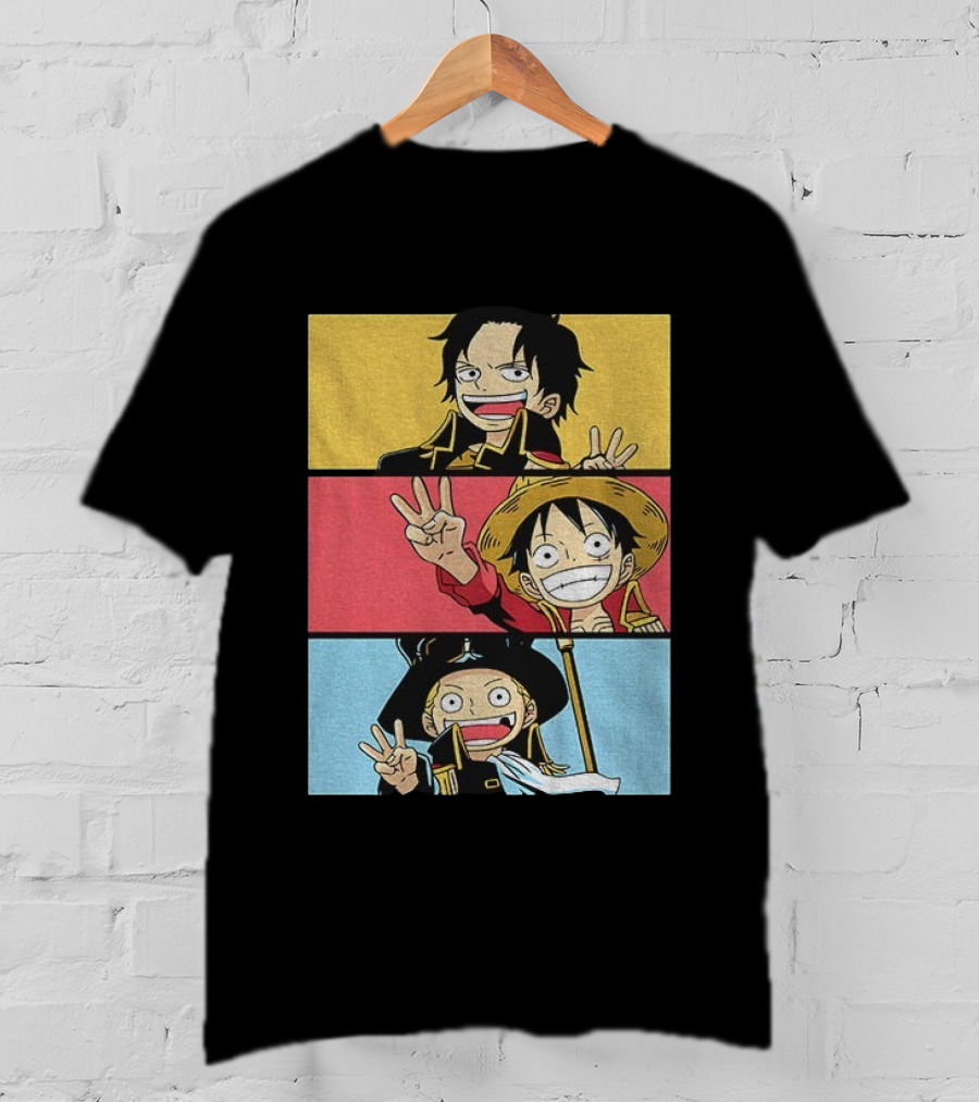 Straw Hat Pirates Luffy Ace Sabo Iwara One Piece Manga Brothers Japanese T-Shirt