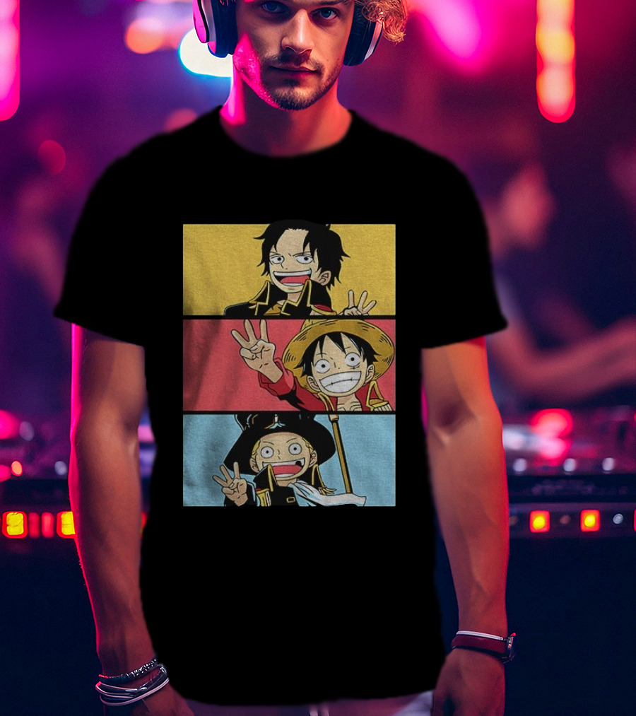 Straw Hat Pirates Luffy Ace Sabo Iwara One Piece Manga Brothers Japanese T-Shirt