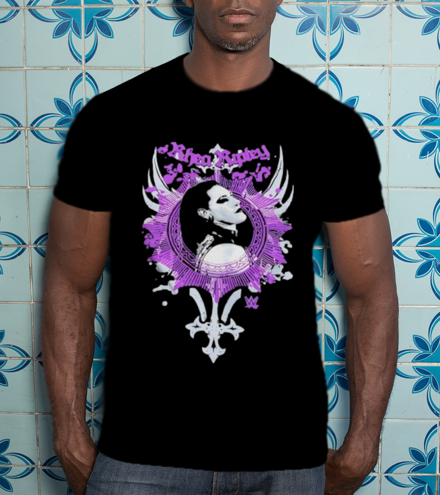 Rhea Ripley WWE Vintage Purple Circular Portrait T-Shirt