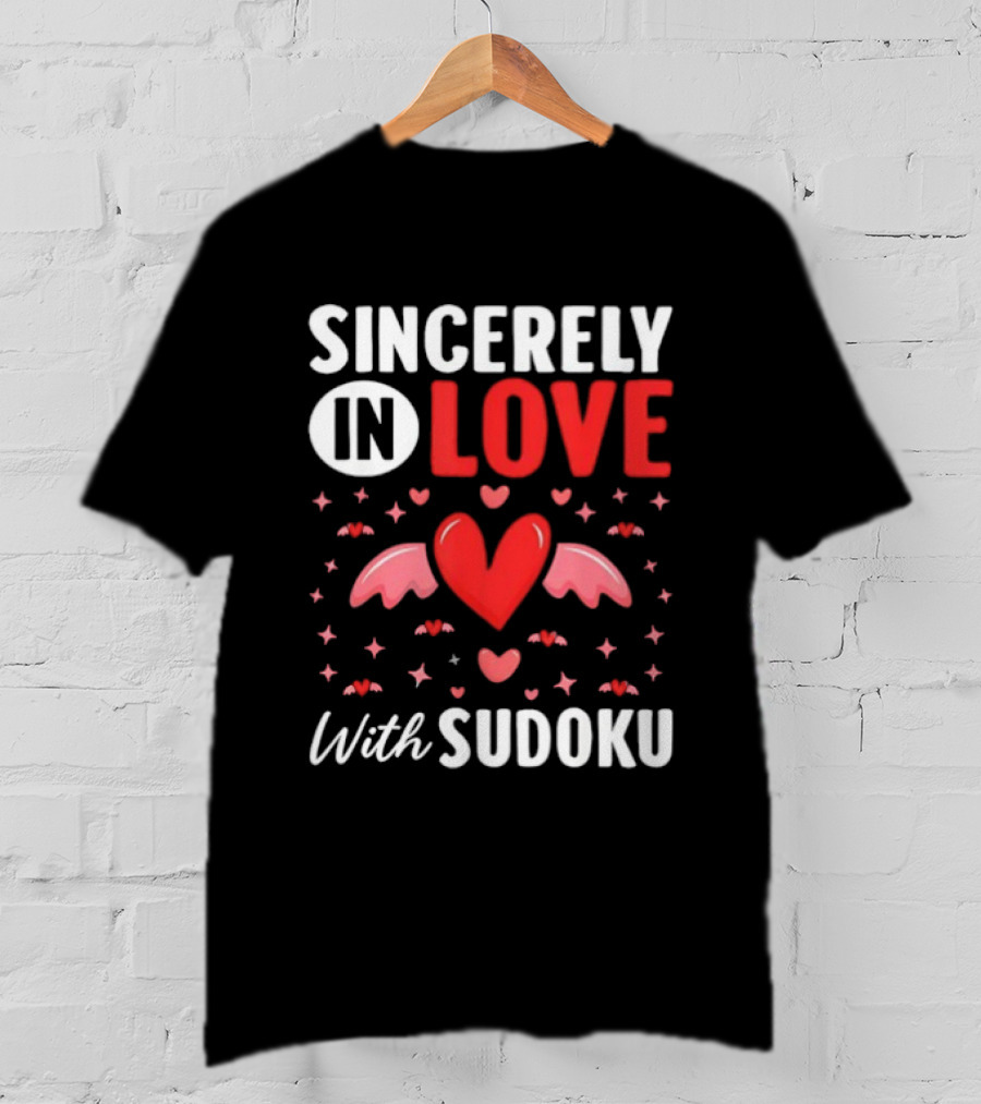 Sincerely In Love With Sudoku Heart Wings And Stars T-Shirt