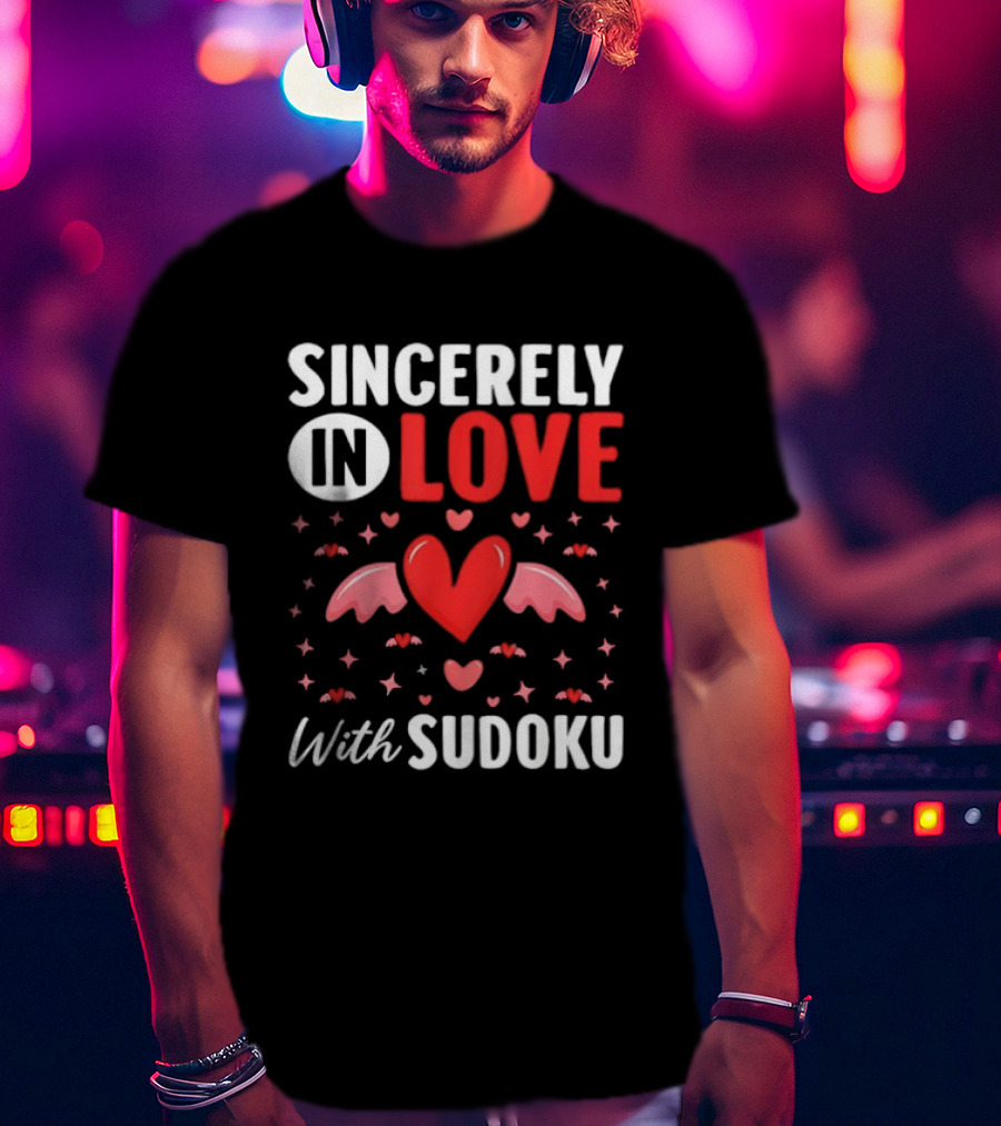Sincerely In Love With Sudoku Heart Wings And Stars T-Shirt