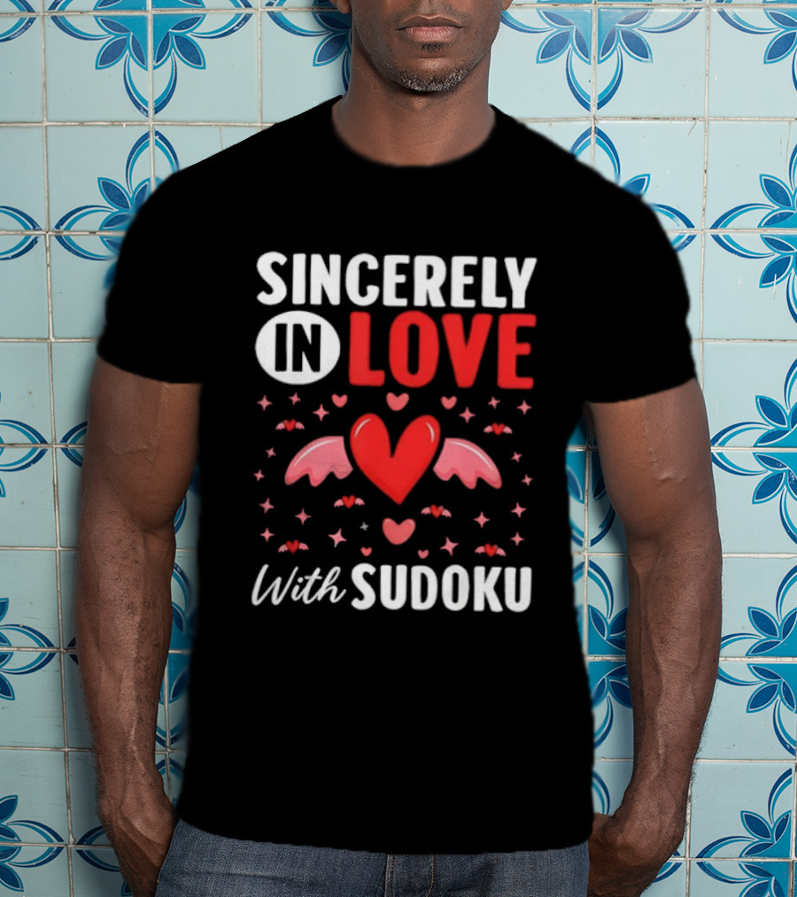 Sincerely In Love With Sudoku Heart Wings And Stars T-Shirt