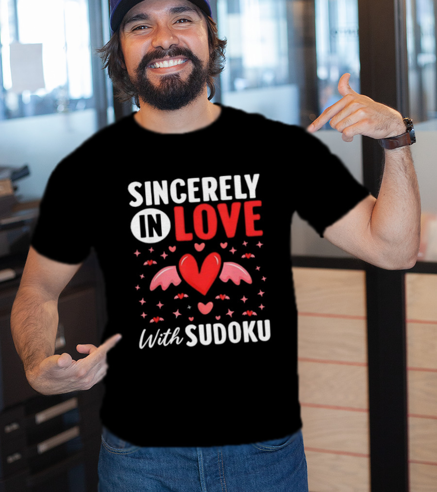 Sincerely In Love With Sudoku Heart Wings And Stars T-Shirt