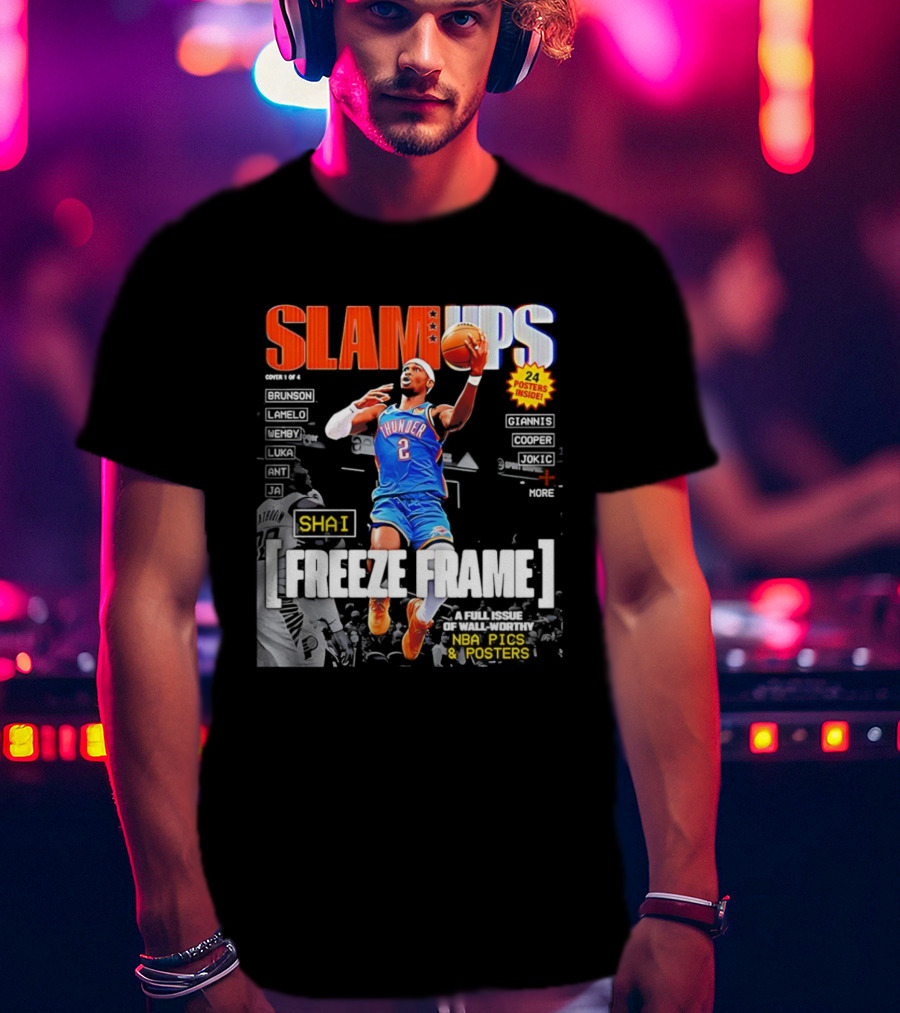 SLAM Ups Shai Gilgeous Alexander Freeze Frame Thunder NBA Picks S T-Shirt