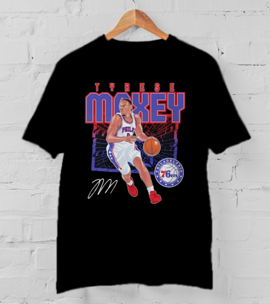 NBA Tyrese Maxey Philadelphia 76ers Player Signature T-Shirt
