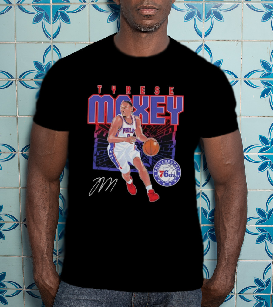 NBA Tyrese Maxey Philadelphia 76ers Player Signature T-Shirt