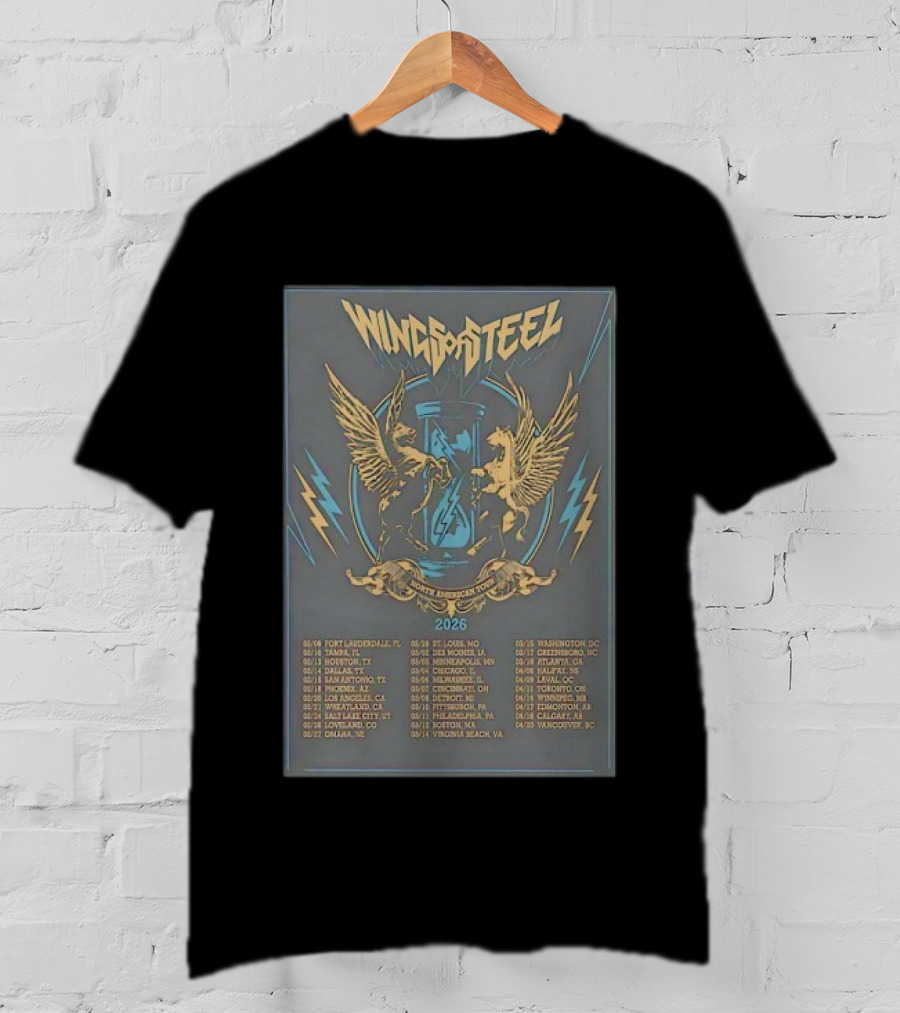 Wings Of Steel North American Tour 2026 With Lightning Peagasus And Concert Dates T-Shirt