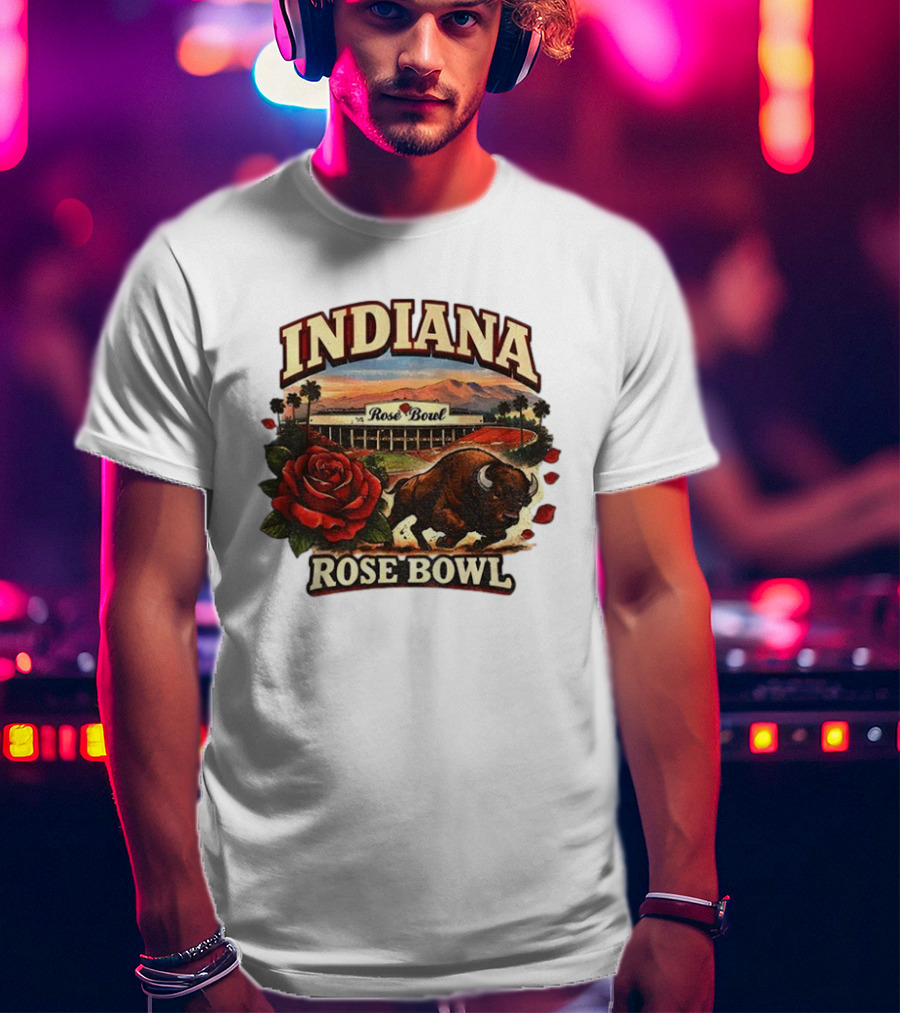 Indiana Rose Bowl Pasadena CA Game Day Vintage Buffalo And Rose Stadium Retro T-Shirt