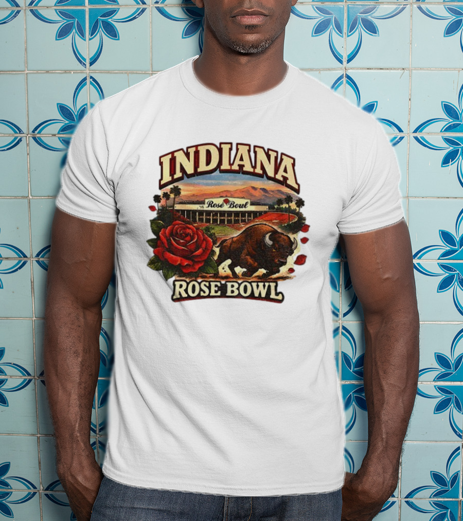 Indiana Rose Bowl Pasadena CA Game Day Vintage Buffalo And Rose Stadium Retro T-Shirt