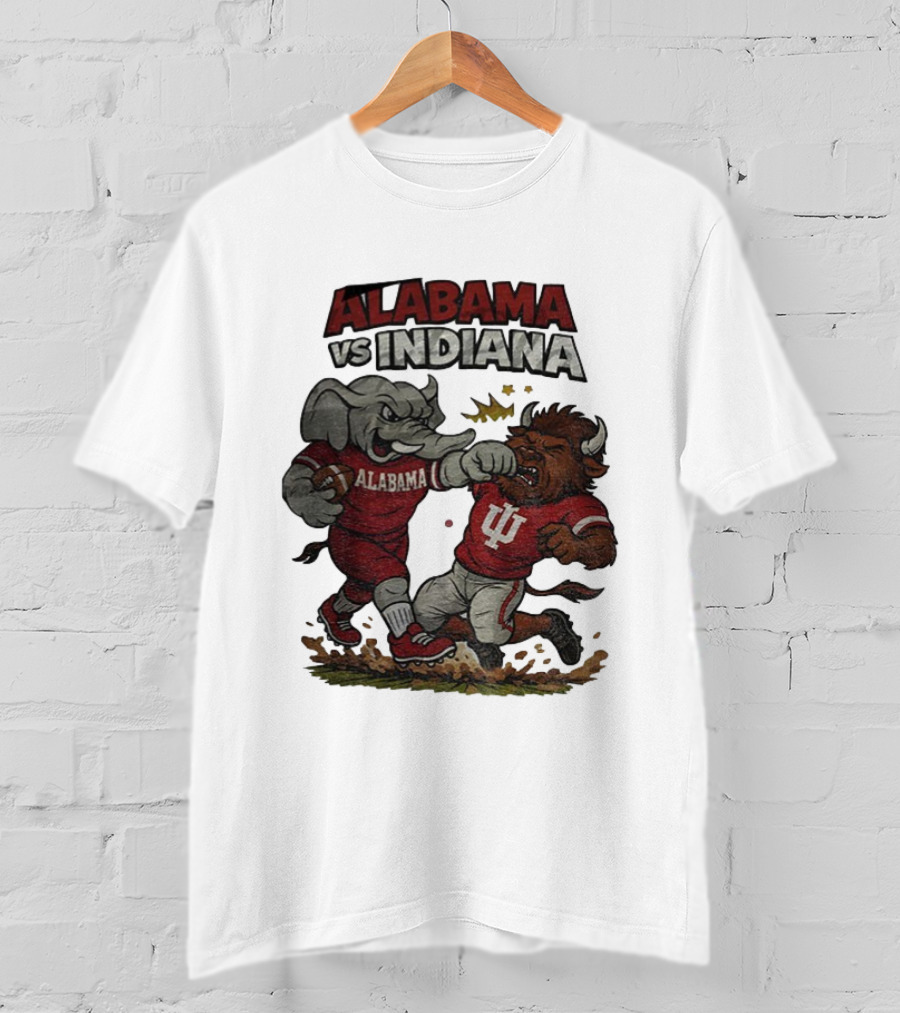 Alabama Vs Indiana Rivalry Football Showdown Cartoon Mashup T-Shirt