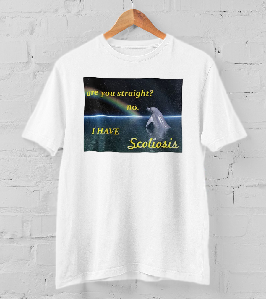 Are You Straight No I Have Scoliosis Dolphin Rainbow T-Shirt