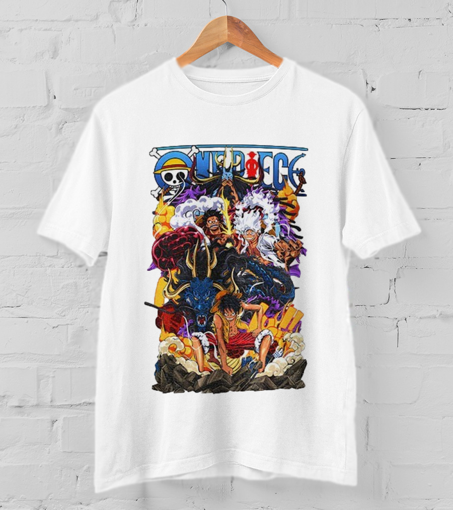 One Piece Anime Luffy Straw Hat Crew Manga Pirate Collage T-Shirt