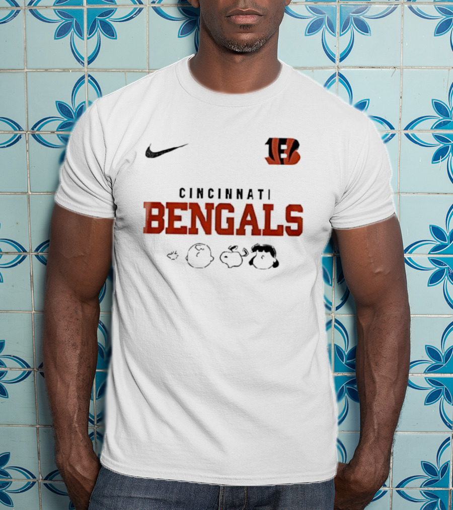 Cincinnati Bengals Nike Peanuts Abbey Road Cartoon Collaboration T-Shirt