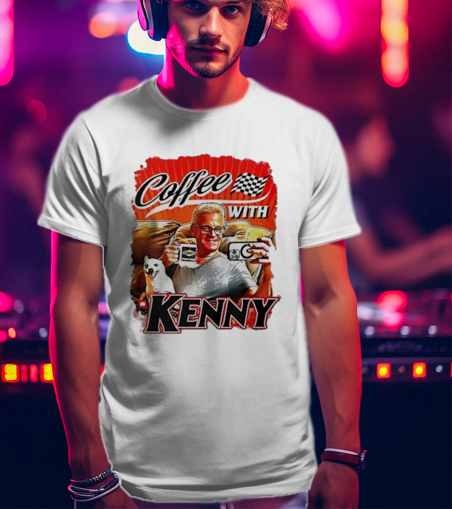 Coffee With Kenny Racing Checkered Flag And Dog T-Shirt