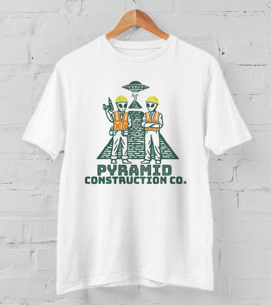 Pyramid Construction Co. Alien Builders Ancient Astronaut Humor T-Shirt