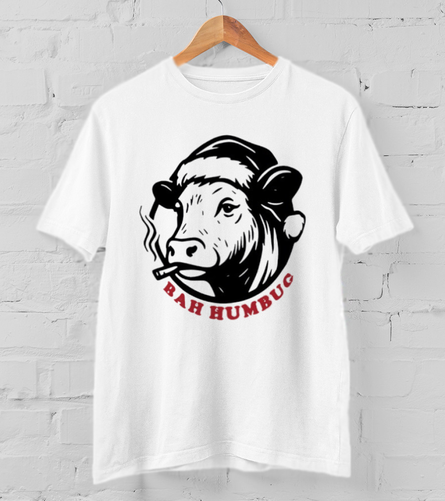 Cow Santa Smoking Bah Humbug Christmas Humor T-Shirt