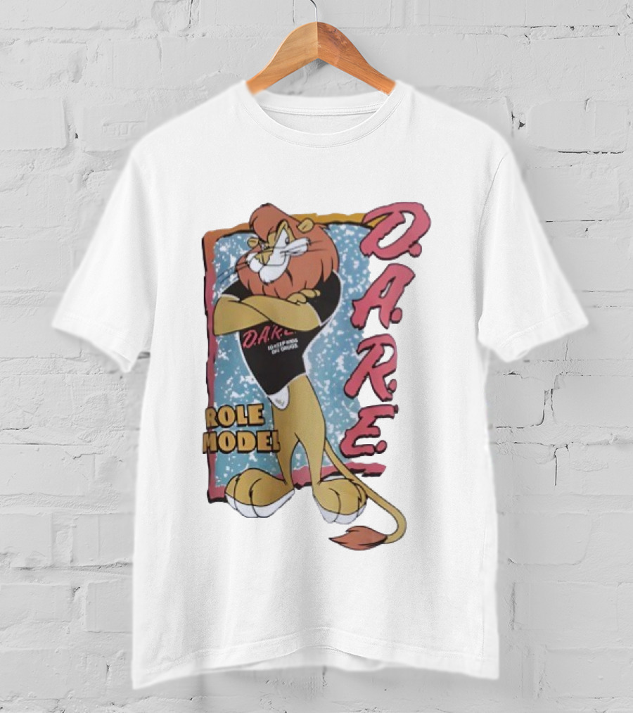 D.A.R.E. Lion Daren Role Model Graphic With Classic Retro Style T-Shirt