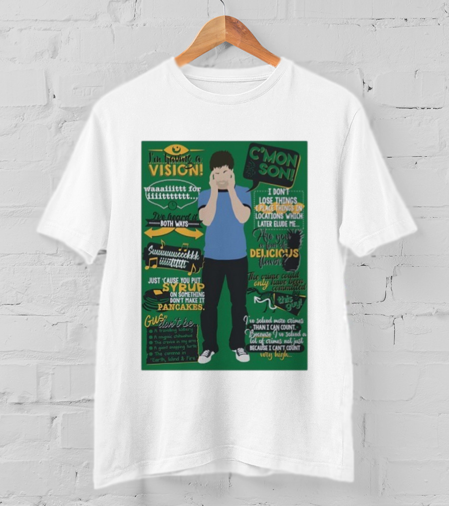 I'm Having A Vision Shawn Spencer C'mon Son Delicious Flavor I've Heard It Both Ways Pancakes T-Shirt