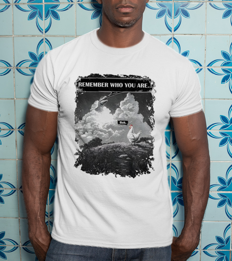 Funny Evolution Dinosaur Clouds Talking Chicken Remember Who You Are Bok T-Shirt