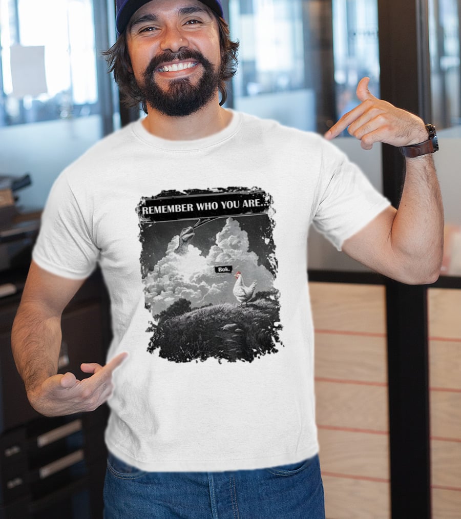 Funny Evolution Dinosaur Clouds Talking Chicken Remember Who You Are Bok T-Shirt