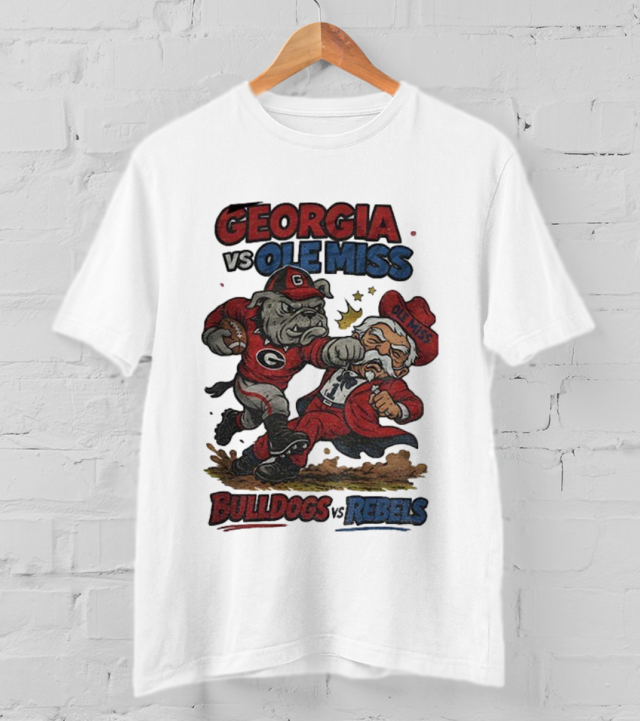 Georgia Vs. Ole Miss Bulldogs Rebels Retro Football Rivalry CFP T-Shirt
