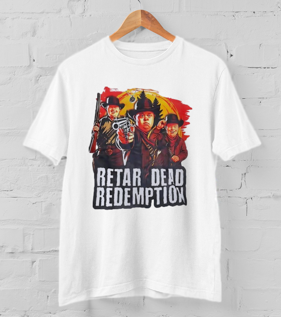 RETAR DEAD REDEMPTION Three Down Men Holding Shotguns Vintage Style T-Shirt
