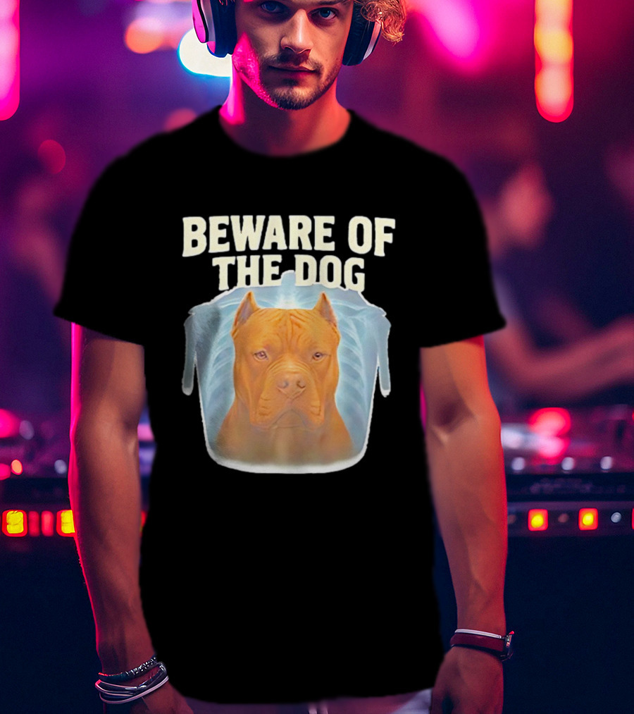 Beware Of The Dog X Ray Pitbull Warning T-Shirt