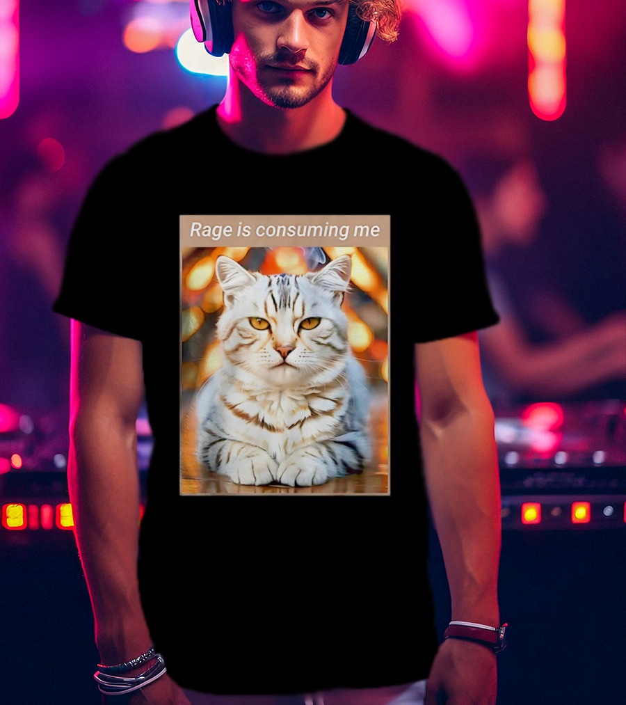 Cat Rage Is Consuming Me Meme Tiger Stripes T-Shirt