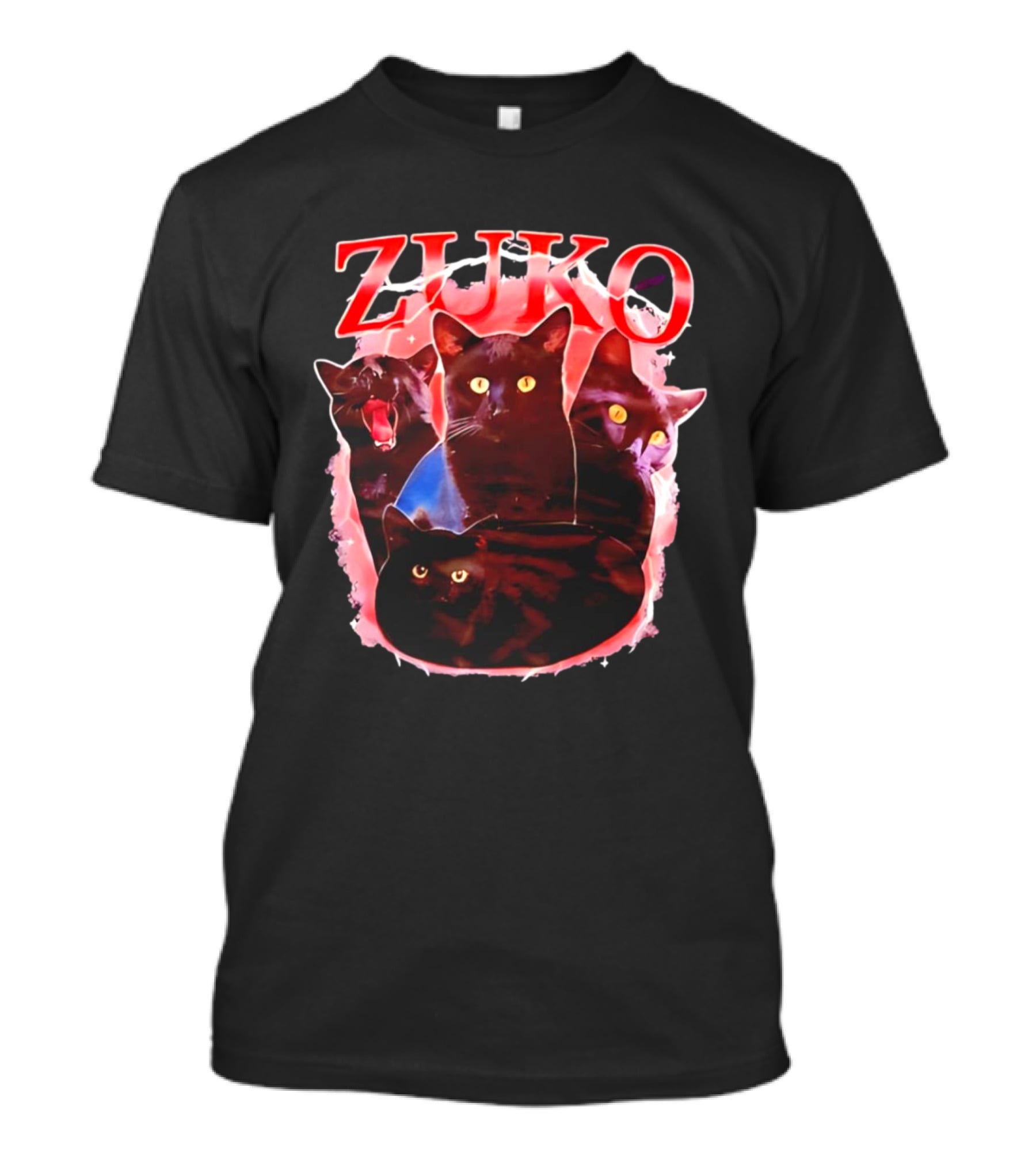 Zuko Cats Black Graphic With Red T-Shirt