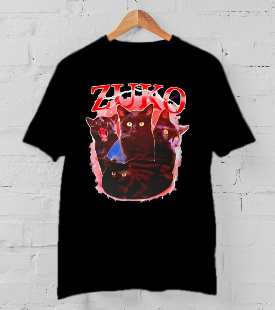 Zuko Cats Black Graphic With Red T-Shirt