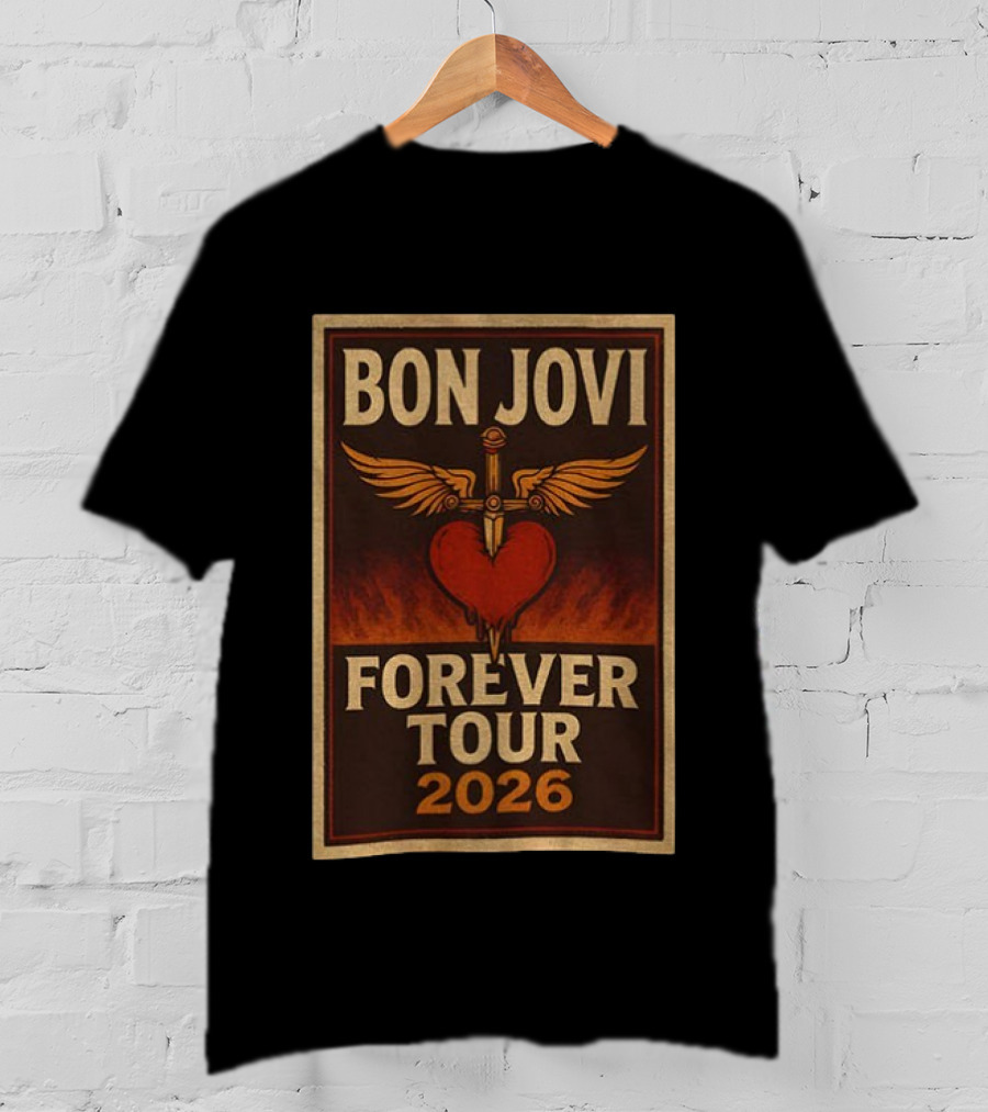 Bon Jovi Forever Tour 2026 Heart Dagger Winged T-Shirt