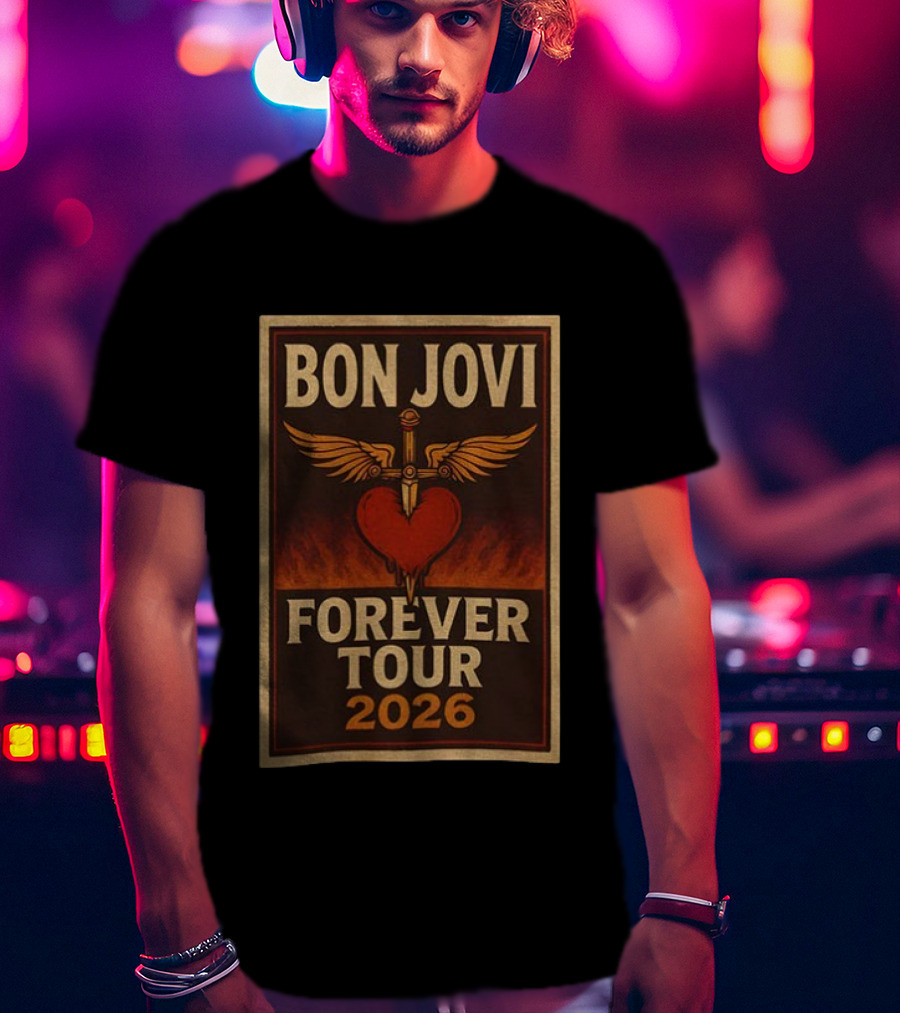 Bon Jovi Forever Tour 2026 Heart Dagger Winged T-Shirt