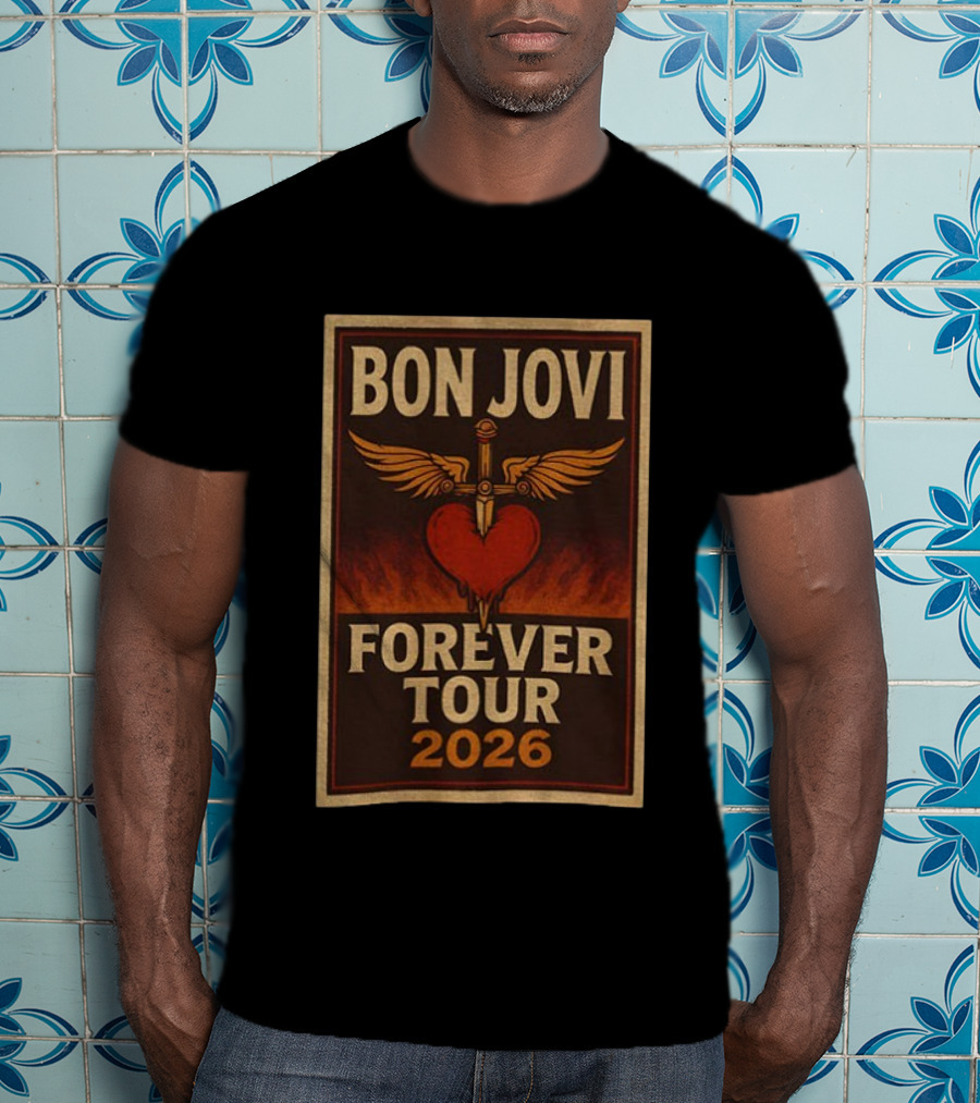 Bon Jovi Forever Tour 2026 Heart Dagger Winged T-Shirt