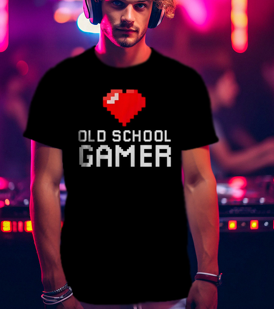 Pixel Heart Old School Gamer T-Shirt