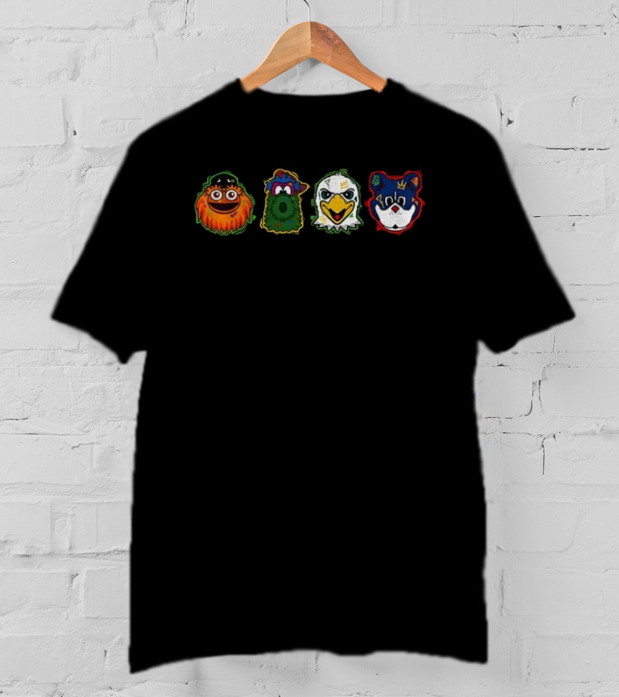 Philadelphia Sports Mascots Gritty Phanatic Swoop Franklin Flyers Phillies Eagles 76ers T-Shirt