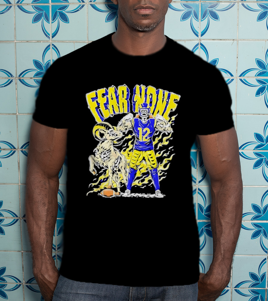 Puka Nacua Fear None 12 Los Angeles Rams Football Skeleton T-Shirt