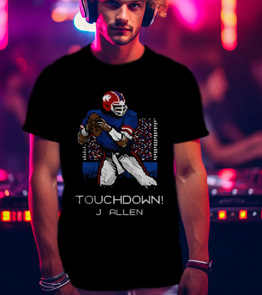 Touchdown J Allen Buffalo Bills 8bit Style NFL Football Fan Gear T-Shirt