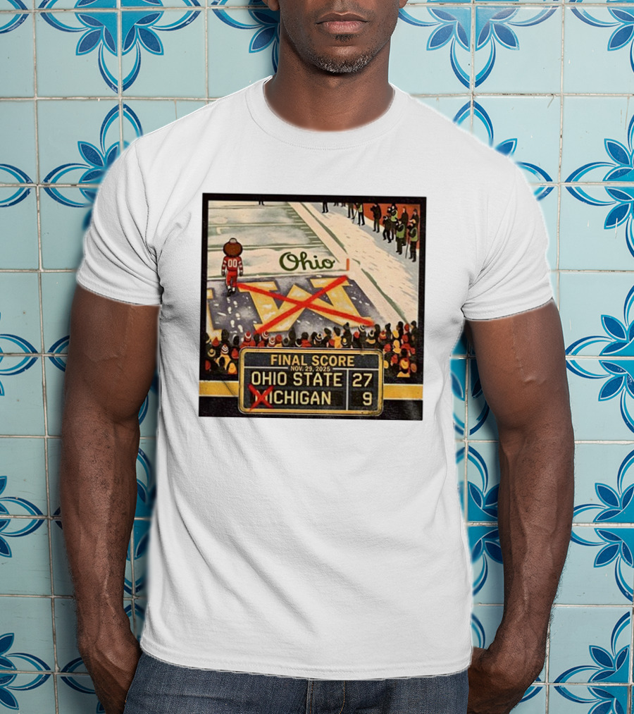 Ohio State 27 Michigan 9 Final Score 2025 Brutus Crossing Out The M Ohio Rivalry T-Shirt