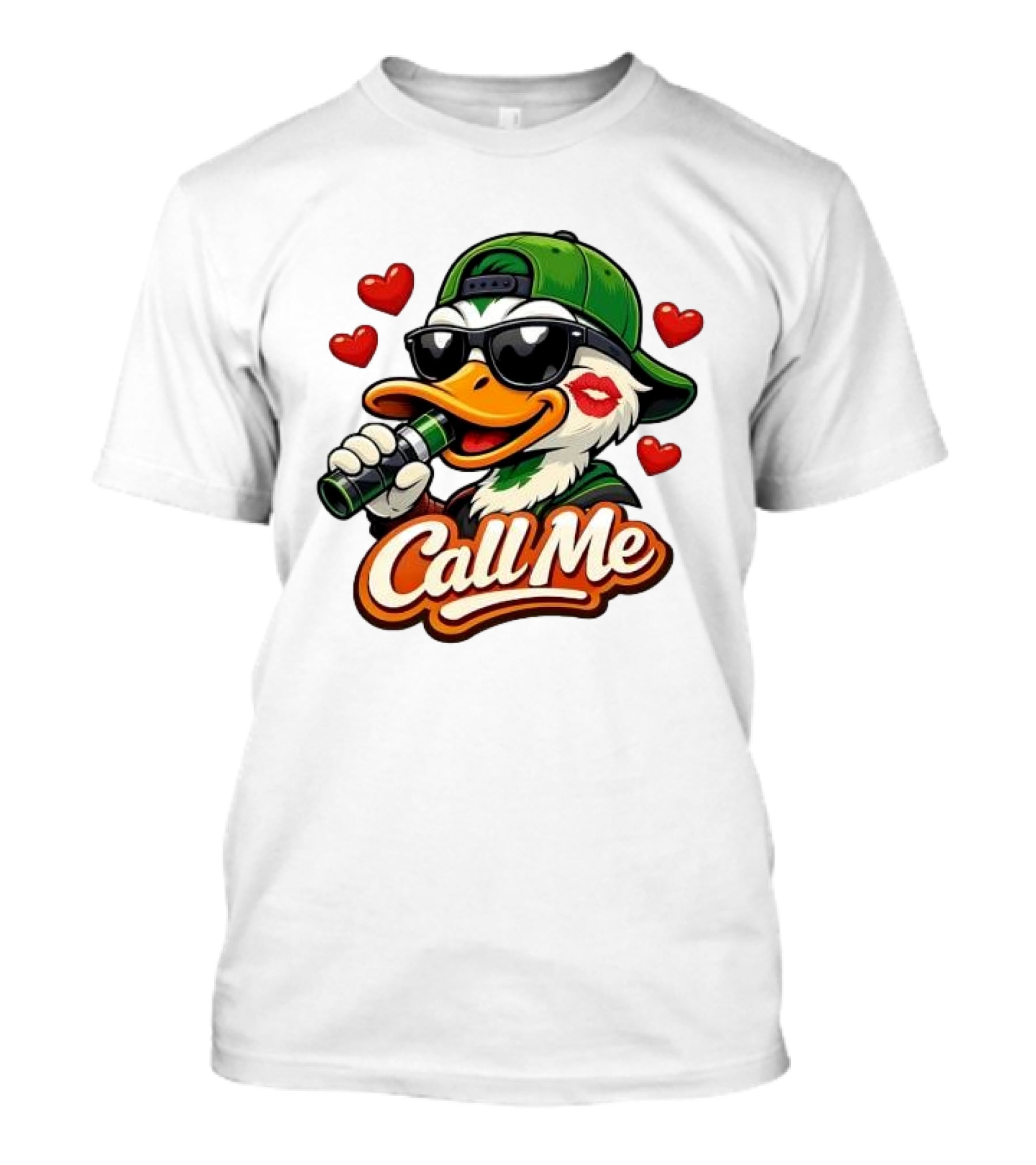 Duck Call Me Cool Sunglasses Heart Kiss Lips T-Shirt